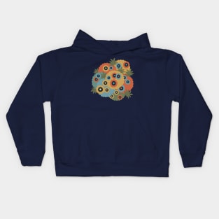 Japanese Flowers in Patches Motif Pattern Kids Hoodie